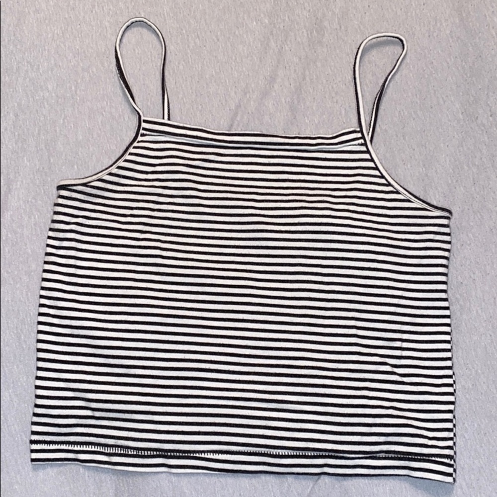 Black and white striped crop